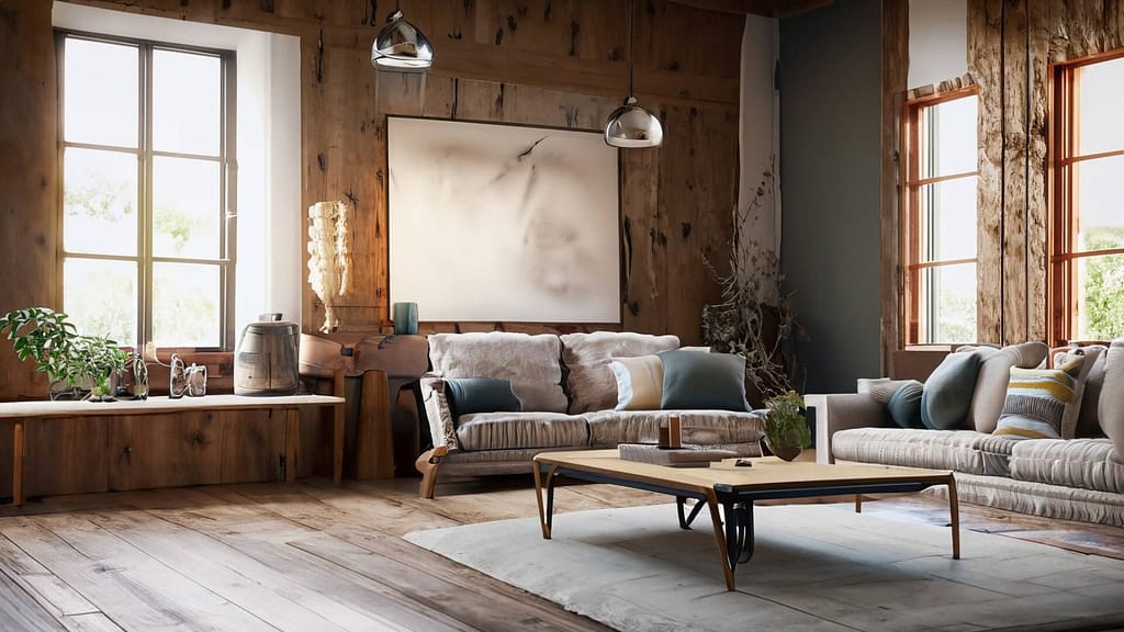 Coastal rustic living room decor
