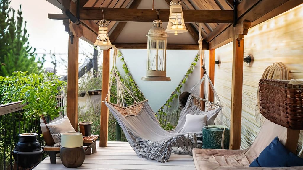 Coastal rustic Porch or patio decor