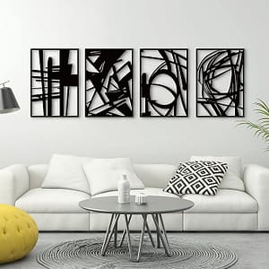 4-Piece Black Metal Wall Sculptures