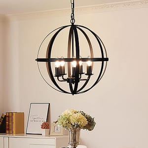 Metal Pendant Light with Adjustable Height for Entryway