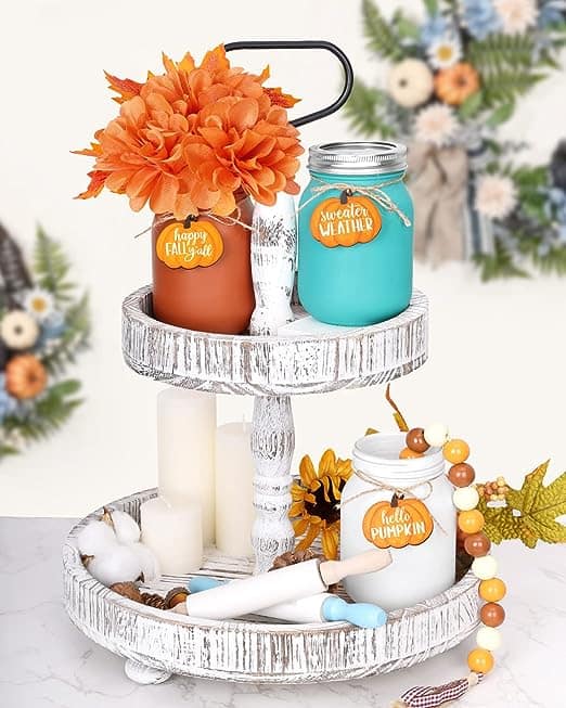 Mason Jar with Fall Leaves