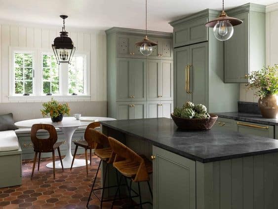 Rustic Sage Green Kitchen Cabinets
