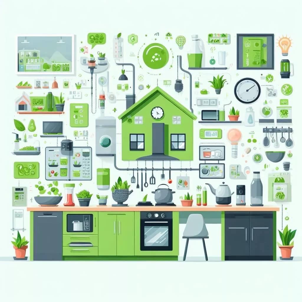 Illustration of Modern Green Kitchen